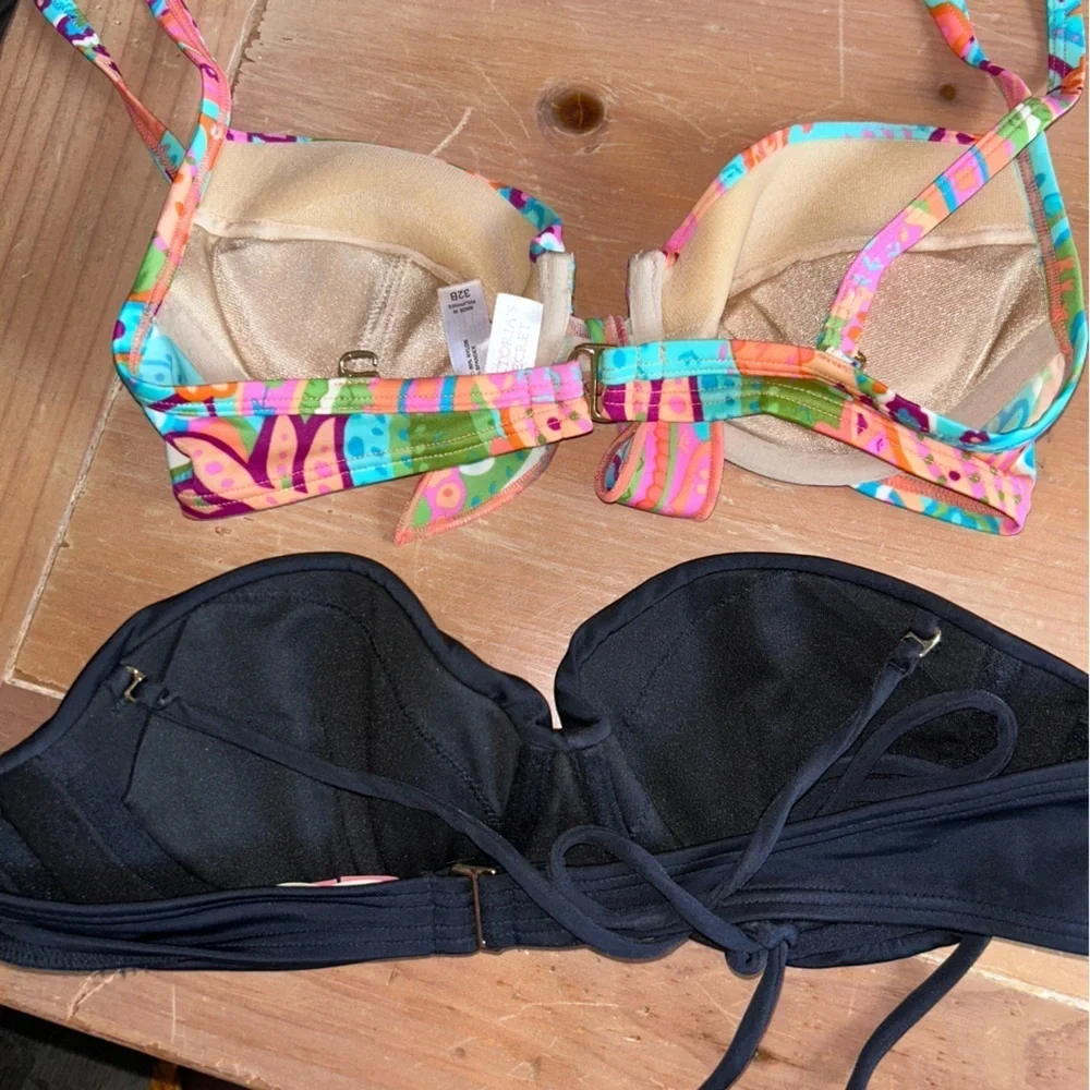 Victoria's Secret Multicolor and Black Bikini Tops Set of 2